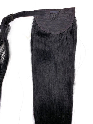 Wrap Around 100% Human Hair Ponytail in Yaki Perm Straight 18" - Hairesthetic