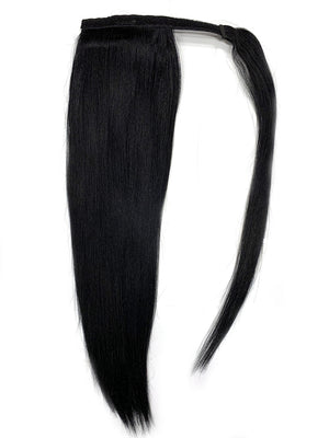 Wrap Around 100% Human Hair Ponytail in Yaki Perm Straight 18" - Hairesthetic