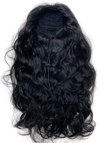 Draw String Ponytail- 100% Human Hair Deep Bodywave 18"