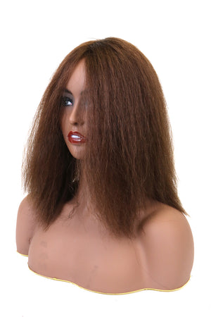 Hair Topper with Kinky Straight-100% Human Hair 12"