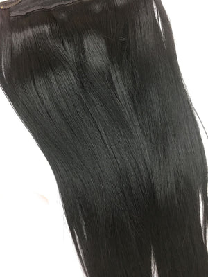 Custom Full Head Single Clip In Extensions in Yaki Straight 12" + Two 3" side pieces - Hairesthetic