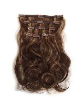 Indian Remy Bodywave Clip on Hair, Tri-Color 4-27-30 - Medium brown, honey blonde, copper red - Hairesthetic