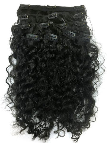 Clip on Human Hair in Brazilian Curly 18" - Hairesthetic