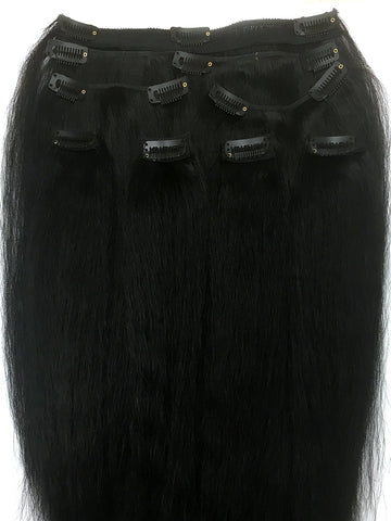 Clip on Human Hair in Kinky Straight 14" - Hairesthetic