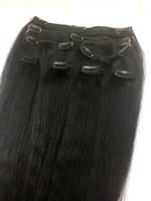 Clip on Human Hair in Kinky Straight 12" - Hairesthetic