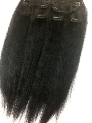 Clip on Human Hair in Kinky Straight 12" - Hairesthetic