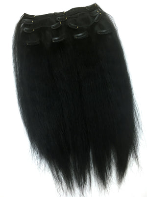 Clip on Human Hair in Kinky Straight 12" - Hairesthetic