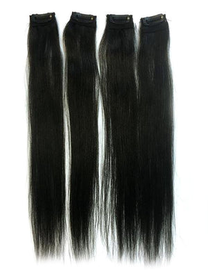 Clip on Human Hair in Yaki Straight 18" - Hairesthetic