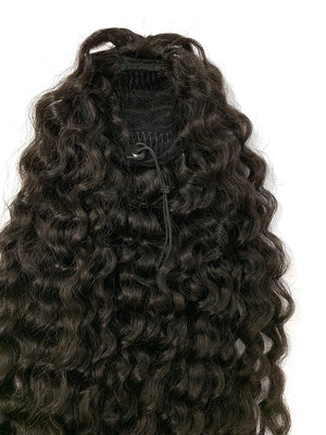 Draw String Ponytail Deep Wave Human Hair 26" - Hairesthetic