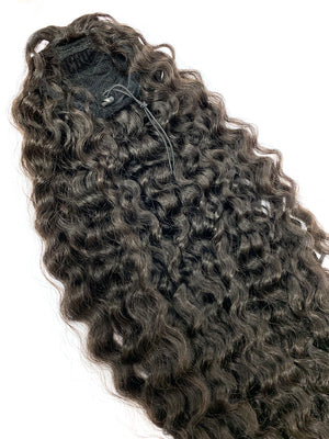 Draw String Ponytail Deep Wave Human Hair 26" - Hairesthetic