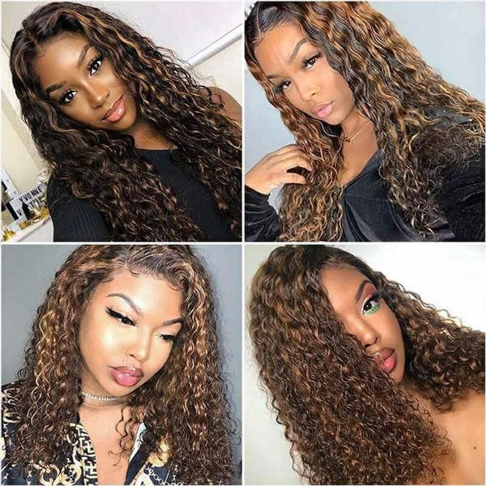 Long Afro Curly T Lace Front Wigs 100% Remy Human Hair Wig Curly