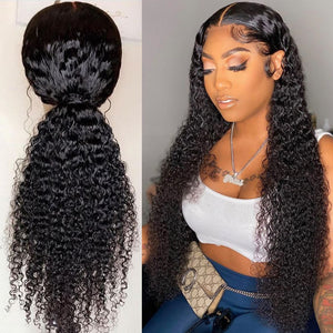 Deep Wave Frontal Wig Human Hair 13x4 Lace Front Wigs For Women.