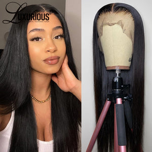 Natural Black Colored Straight Lace Front Human Hair Wig 180 Density