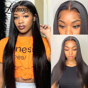 Natural Black Colored Straight Lace Front Human Hair Wig 180 Density