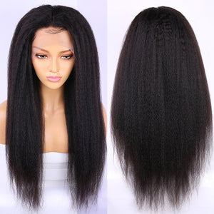 Kinky Straight Human Hair Wigs 13x4 and 13x6 HD Transparent Lace Front Wig.