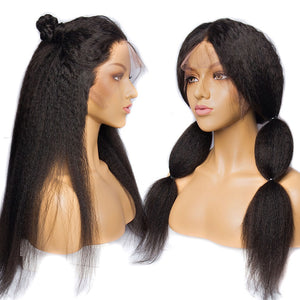 Kinky Straight Human Hair Wigs 13x4 and 13x6 HD Transparent Lace Front Wig.