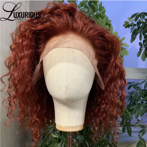 Honey Brown Lace Front Wigs, 100% Human Hair Kinky Curly Wig.