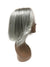 Gray Human Hair Topper with Kinky Straight 12"