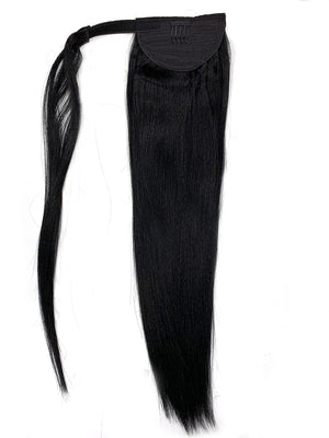 Wrap Around 100% Human Hair Ponytail in Yaki Perm Straight 18" - Hairesthetic