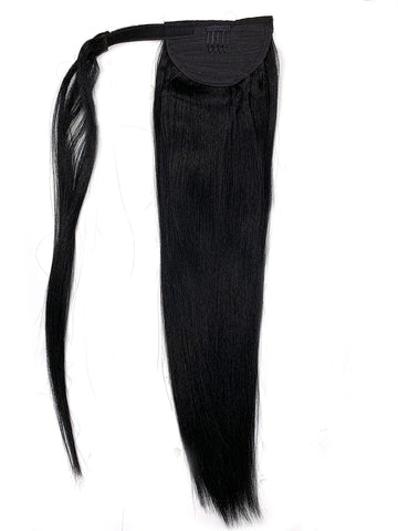 Wrap Around 100% Human Hair Ponytail in Yaki Perm Straight 18" - Hairesthetic