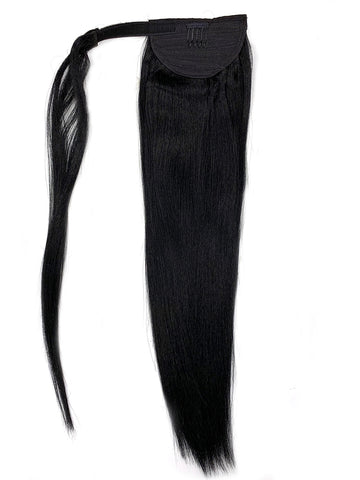 Wrap Around 100% Human Hair Ponytail in Yaki Perm Straight 14" - Hairesthetic