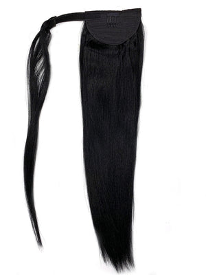 Wrap Around 100% Human Hair Ponytail in Yaki Perm Straight 12" - Hairesthetic