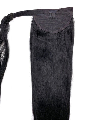 Wrap Around 100% Human Hair Ponytail in Yaki Perm Straight 22" - Xtra Thick - Hairesthetic