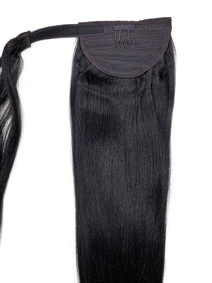Wrap Around 100% Human Hair Ponytail in Yaki Perm Straight 14" - Hairesthetic