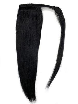 Wrap Around 100% Human Hair Ponytail in Yaki Perm Straight 14" - Hairesthetic