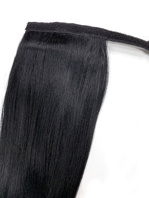 Wrap Around 100% Human Hair Ponytail in Yaki Perm Straight 22" - Xtra Thick - Hairesthetic