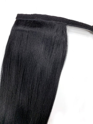 Wrap Around 100% Human Hair Ponytail in Yaki Perm Straight 18" - Hairesthetic