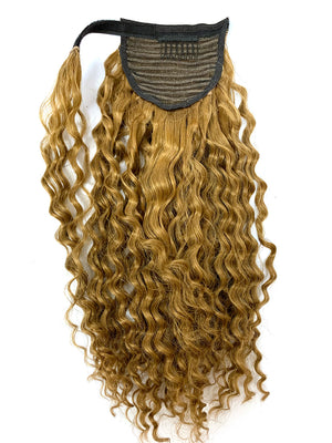 Wrap Around 100% Human Hair Ponytail in Deep Wave 18" - Hairesthetic